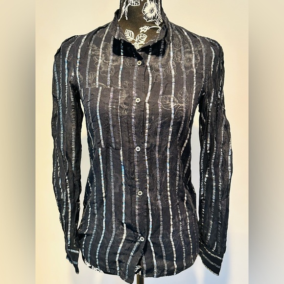 Isabel Marant black and silver pinstripe shirt - Picture 1 of 10